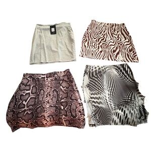 Stylish Women's Skirt Set - Gray, Brown, Black, White